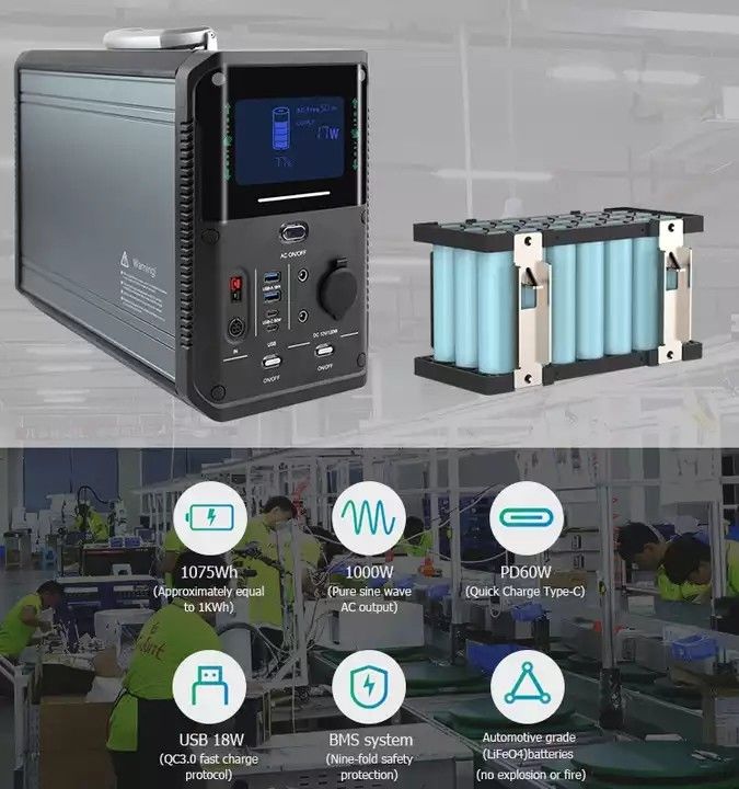 батарея портативного лития генератора электростанции 1000w солнечного резервная для располагаясь лагерем поставки оборудования